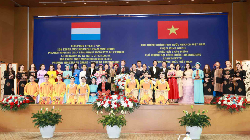 Thủ tướng chính phủ nước CHXHCN Việt Nam Phạm Minh Chính chiêu đãi chào mừng Thủ tướng đại công quốc Luxembourg Xavier Bettel thăm chính thức Việt Nam